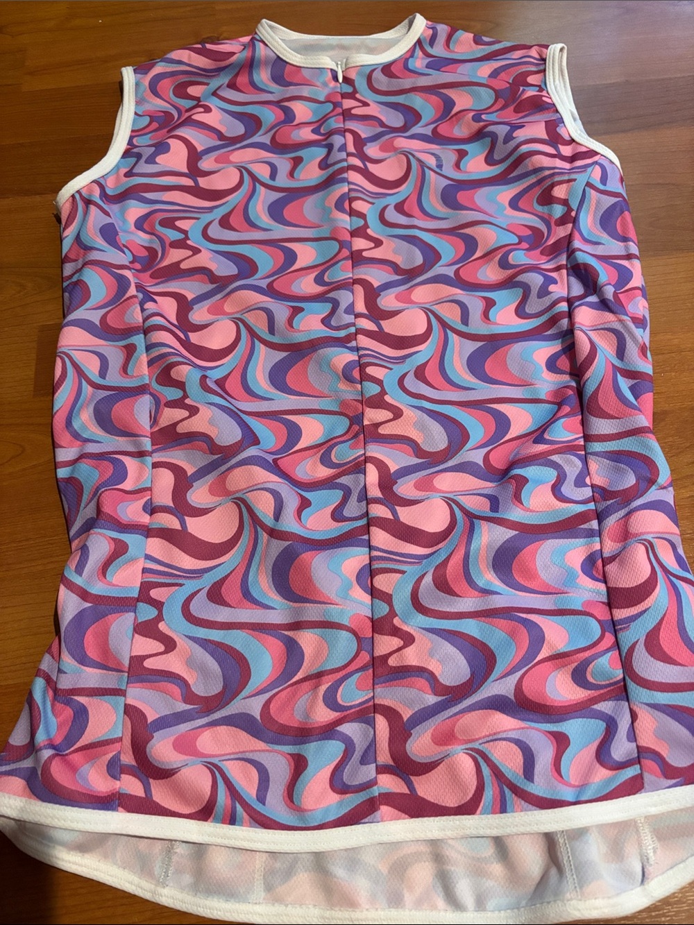Sleeveless Women's Swirl Print Jersey Top - Pink & Blue